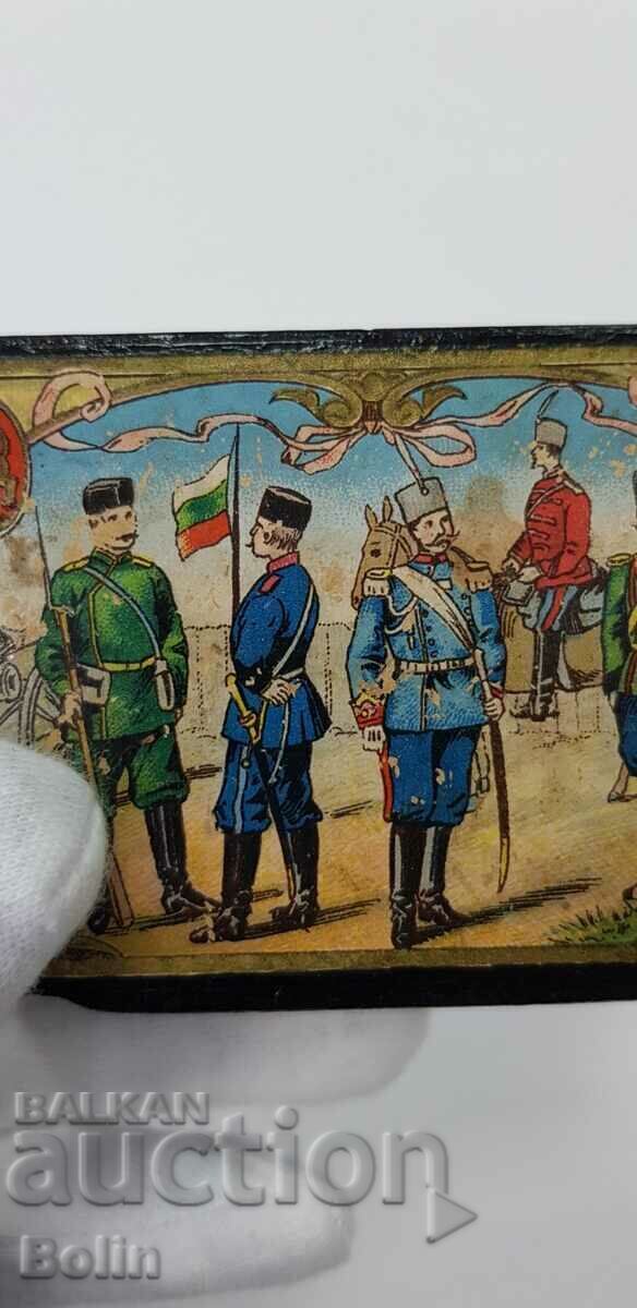 Auction Rare wooden box with painting 1900 - 1918. War scene Auction Rare wooden box with painting 1900 - 1918. War scene