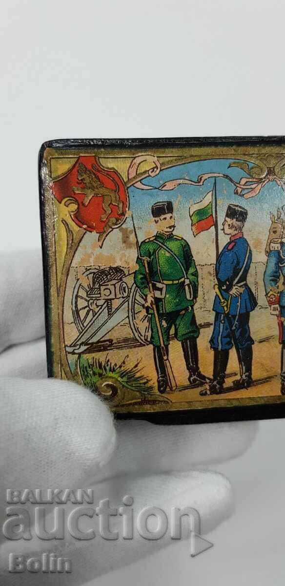 Delivery of Rare wooden box with painting 1900 - 1918. War scene Delivery of Rare wooden box with painting 1900 - 1918. War scene