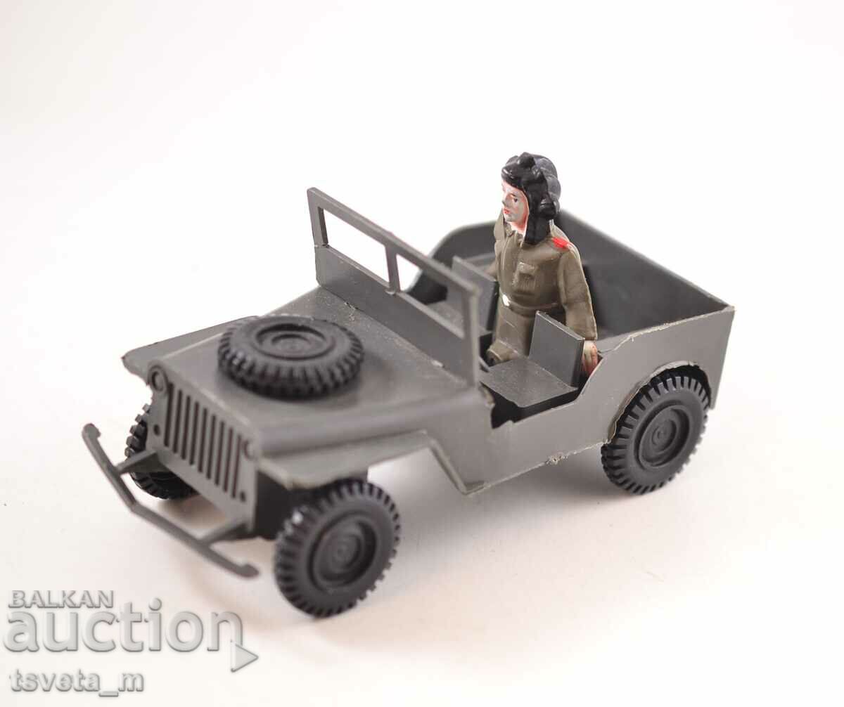 WWII plastic toy jeep with soldier - children's toys