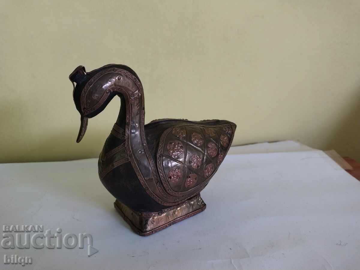 Very Old Duck Figurine With Bronze Ornament From 0.01 St