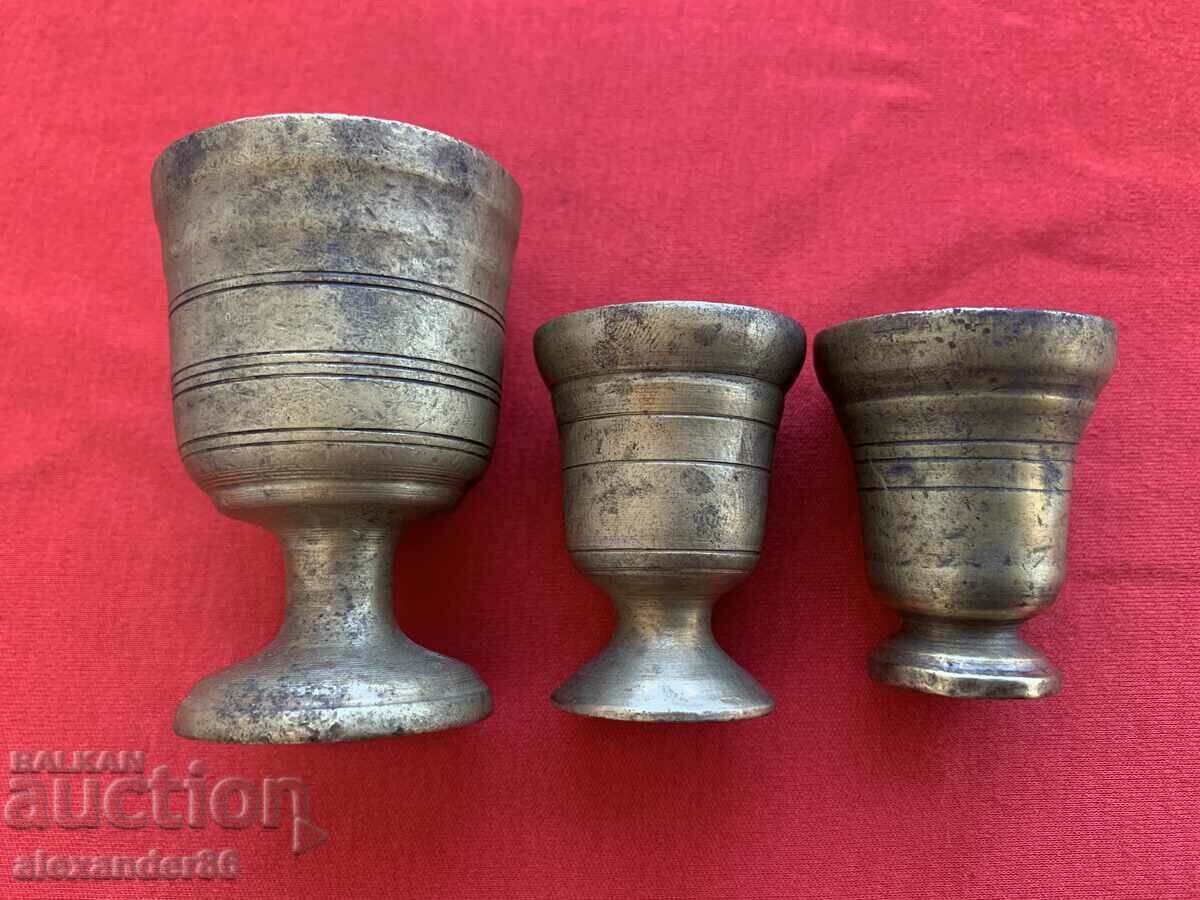 Old mini brass mortars