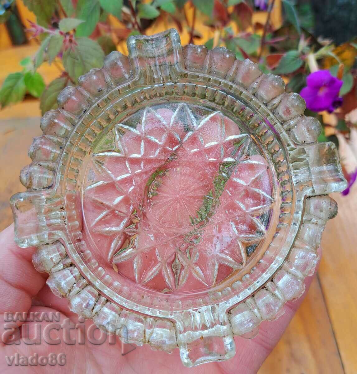 Old social glass ashtray