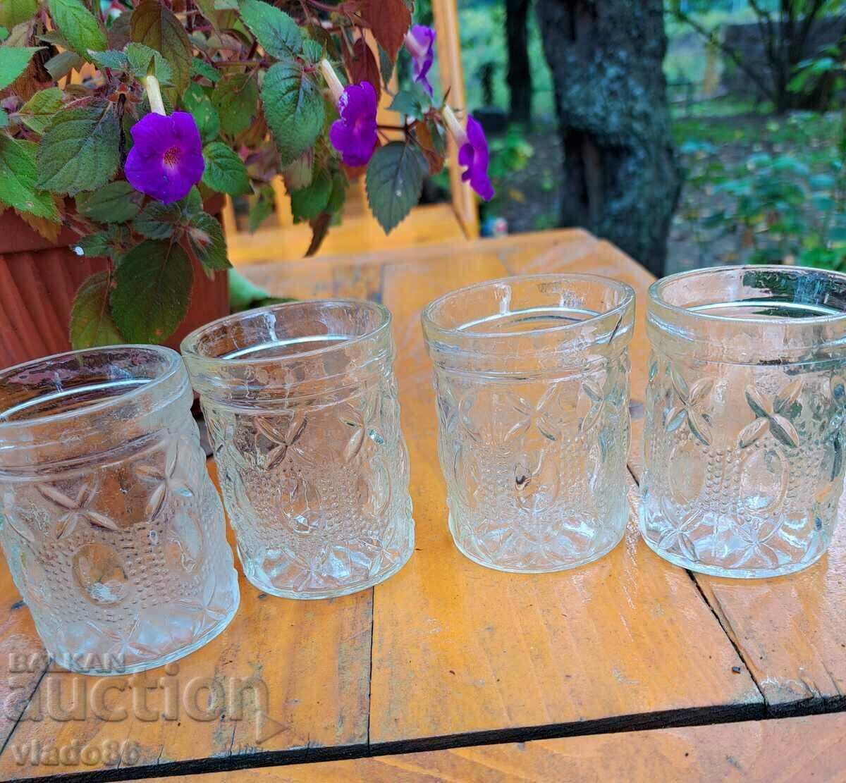 4 old glass soca glasses with price 10.00 BGN | € 5.11 4 old glass soca glasses with price 10.00 BGN | € 5.11
