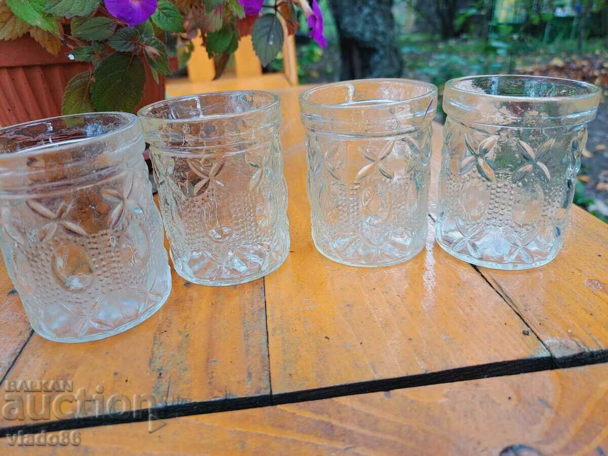 4 old glass soca glasses