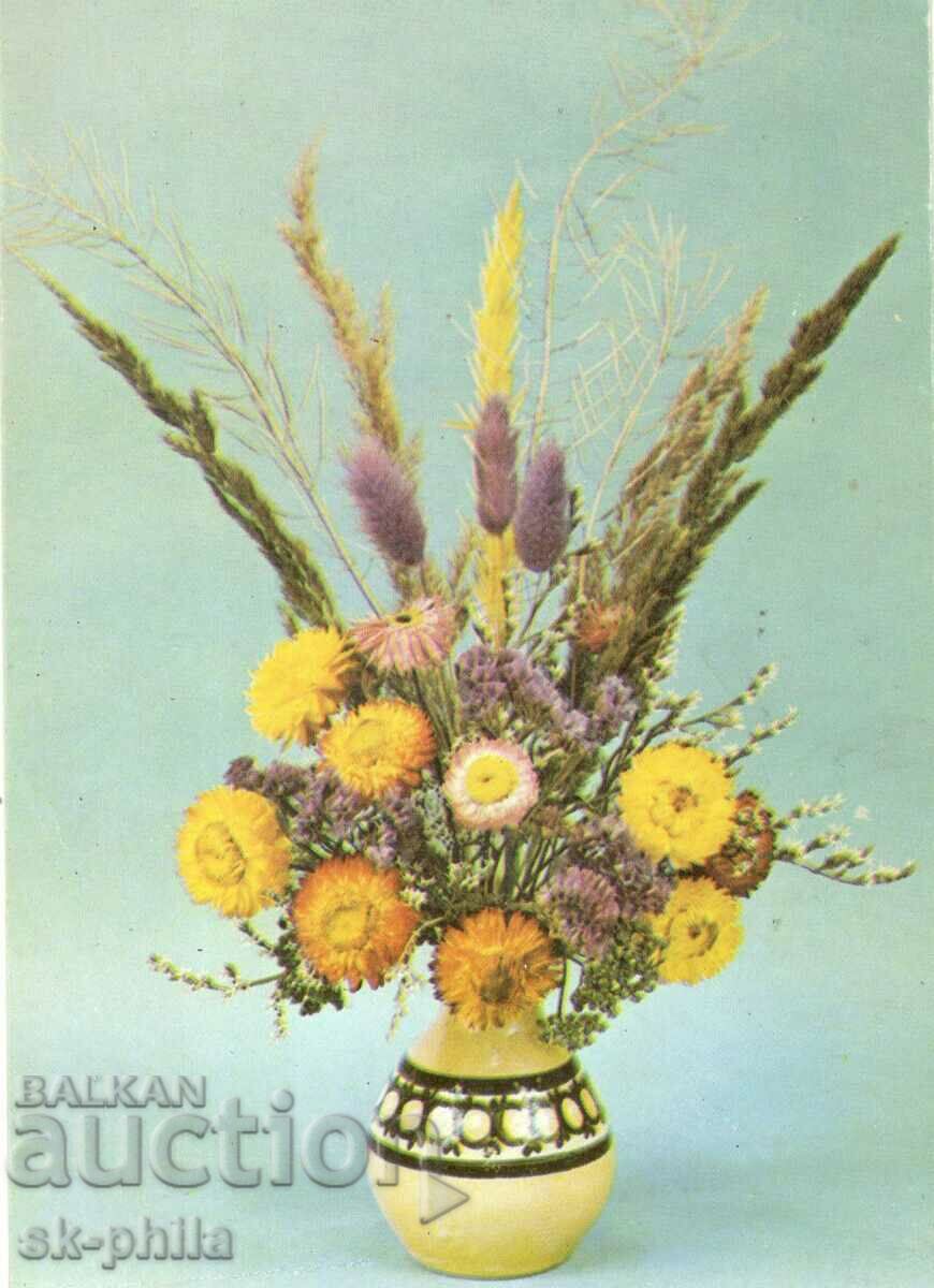 Old card - Flowers - Vase with field flowers