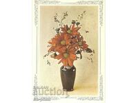 Old card - Flowers - Vase with flowers