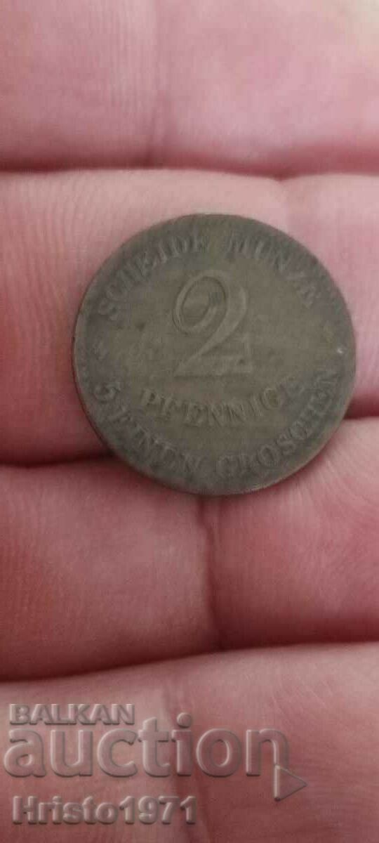 2 пфениг 1856 сакскубург и гота