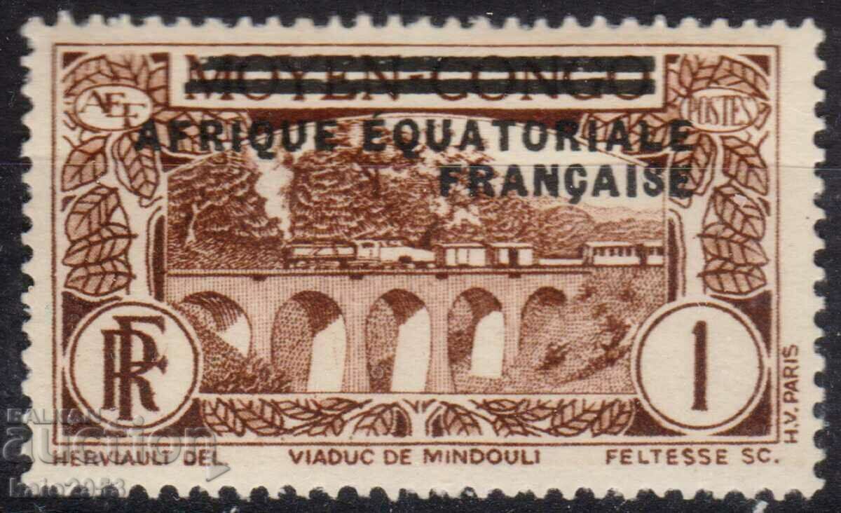 French Equat Africa-1937-Moyen Congo, cu etichetă AEF, MLH