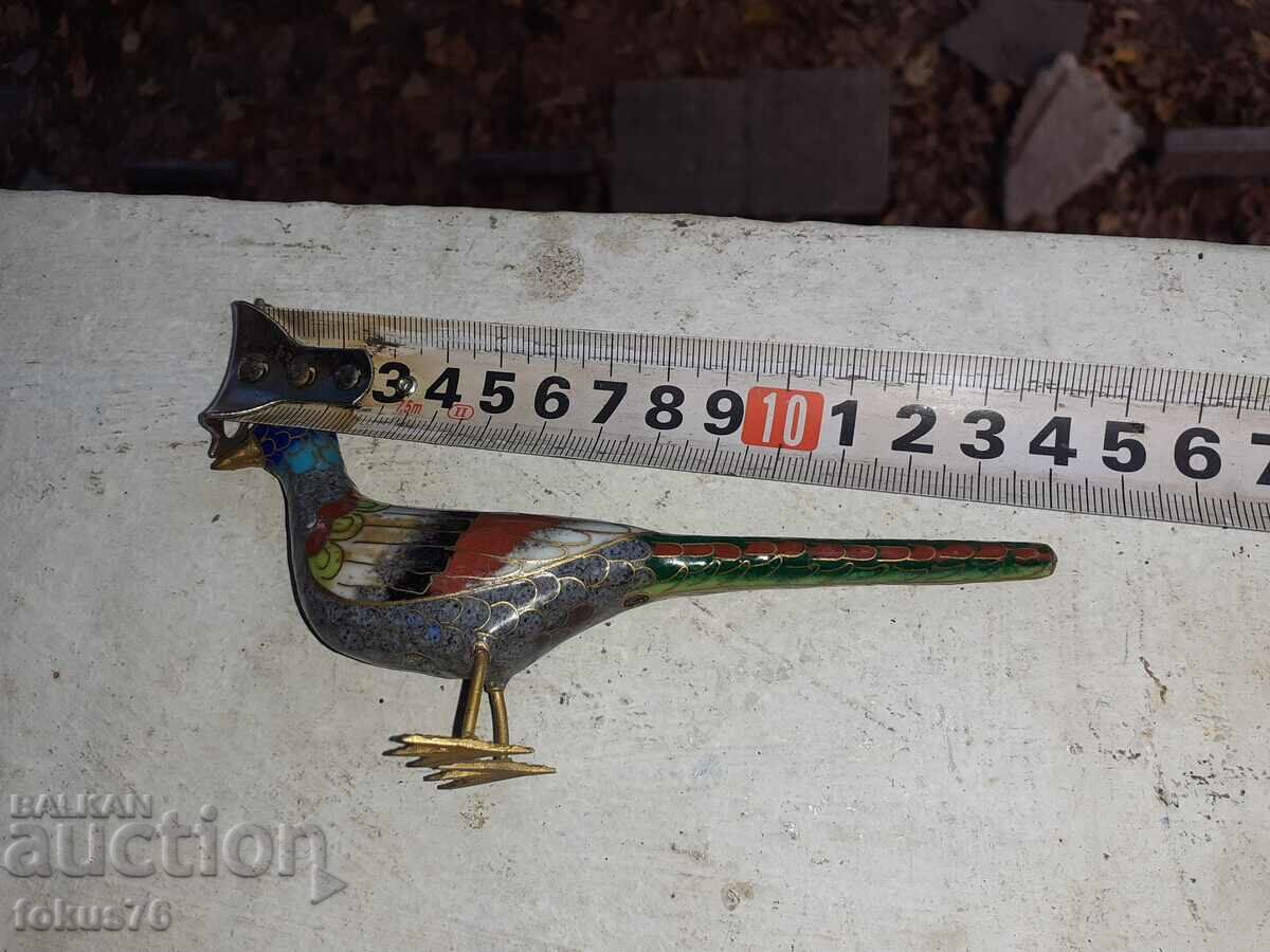 Auction  Chicken bird cloisonné bronze cellular enamel