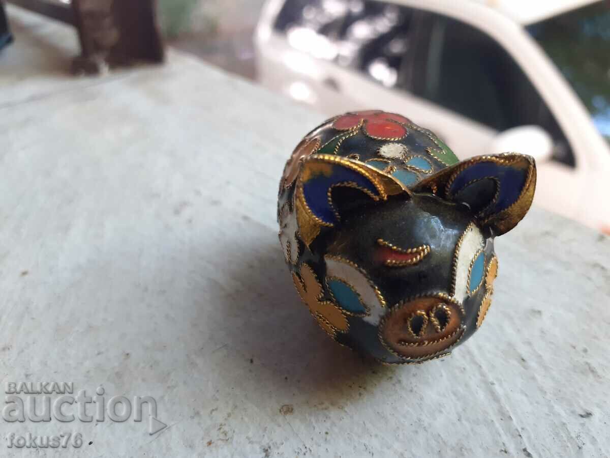 Χάλκινο κυψελωτό σμάλτο cloisonné Piglet - 6 Χάλκινο κυψελωτό σμάλτο cloisonné Piglet - 6