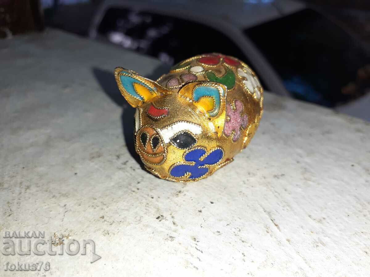 Piglet miniature cloisonné bronze cellular enamel Piglet miniature cloisonné bronze cellular enamel