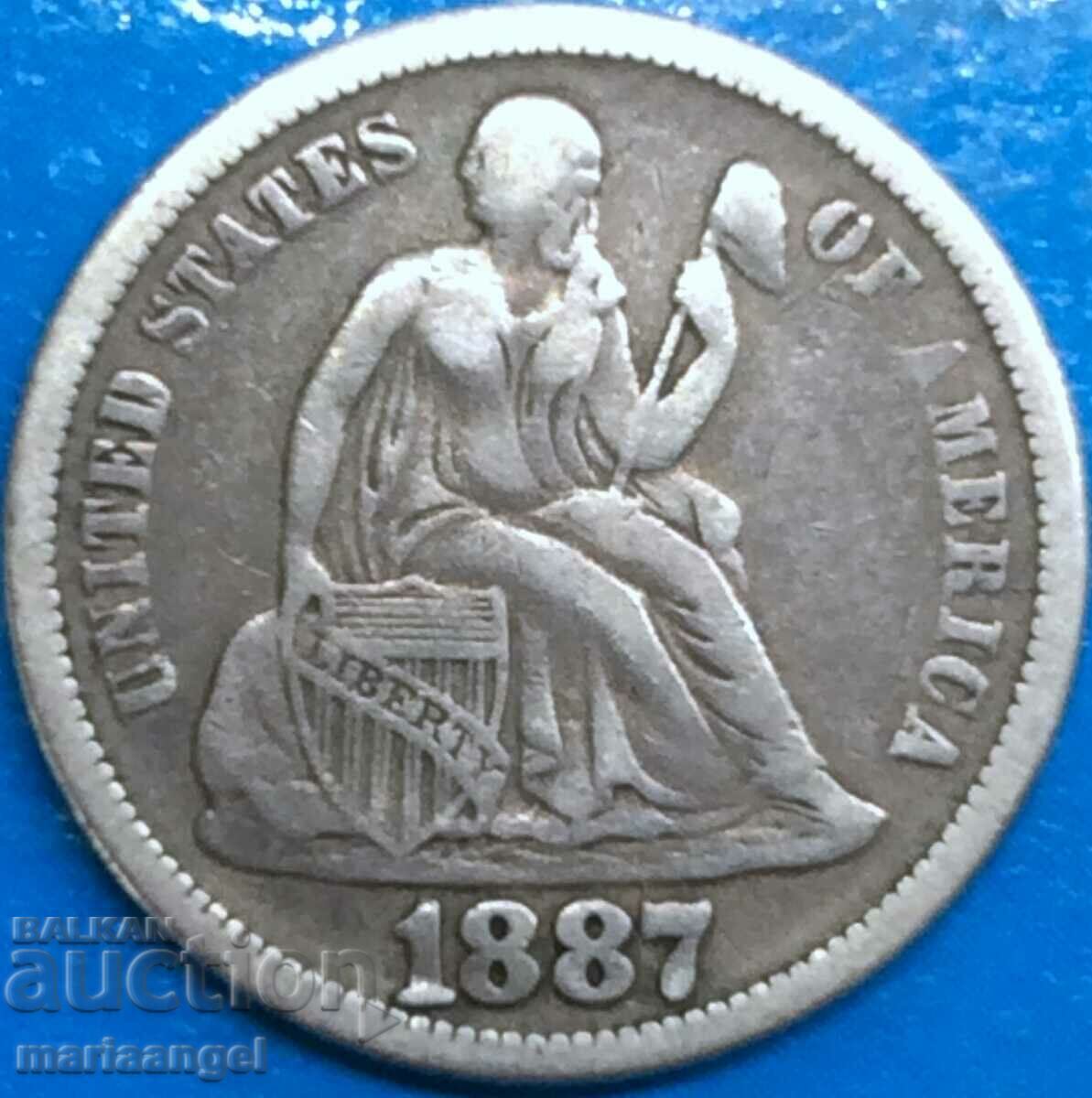 USA 1 Dime 1887 10 Cents "Seated Liberty" Silver