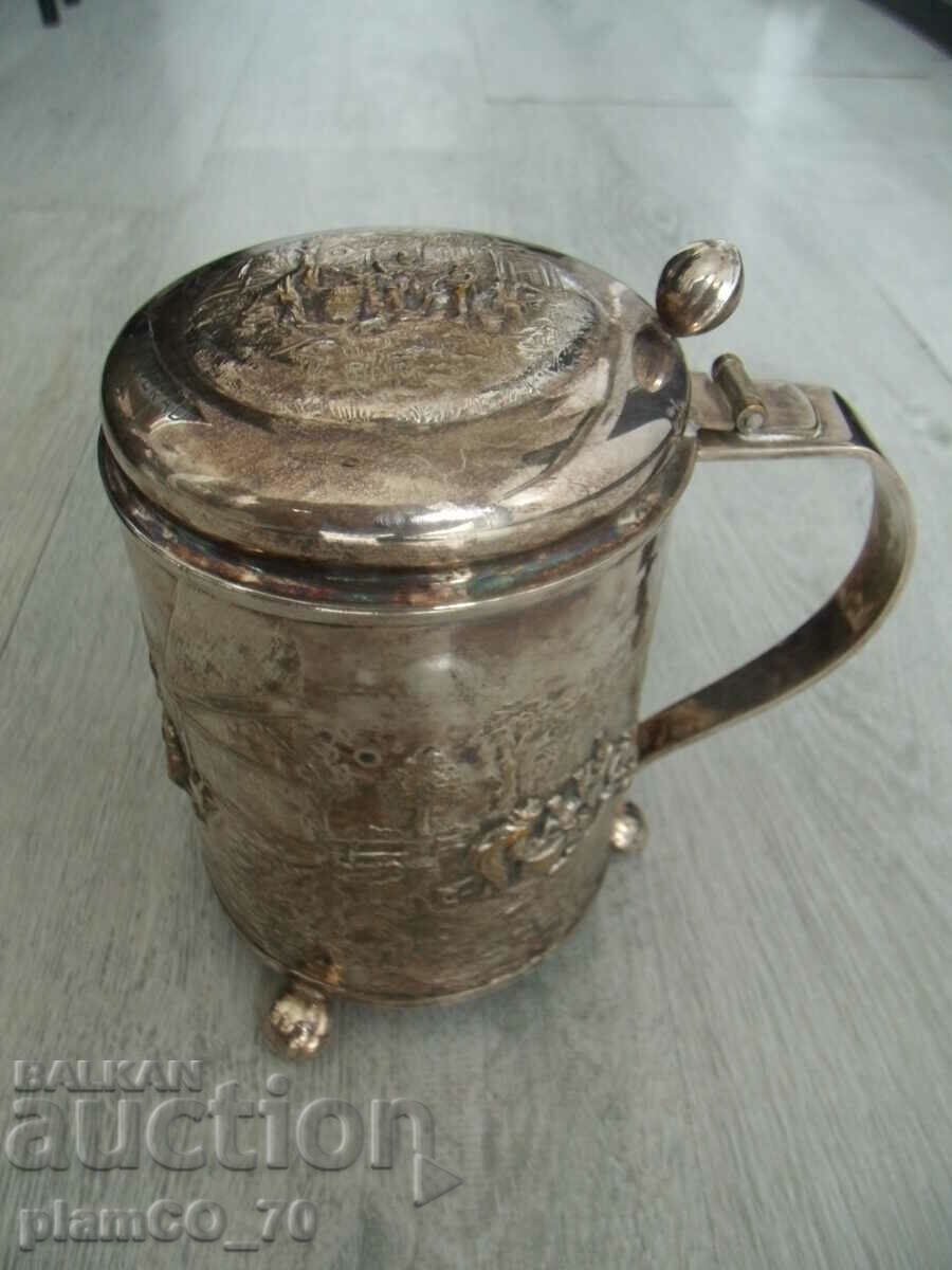 No.*7718 old metal cup / mug with lid