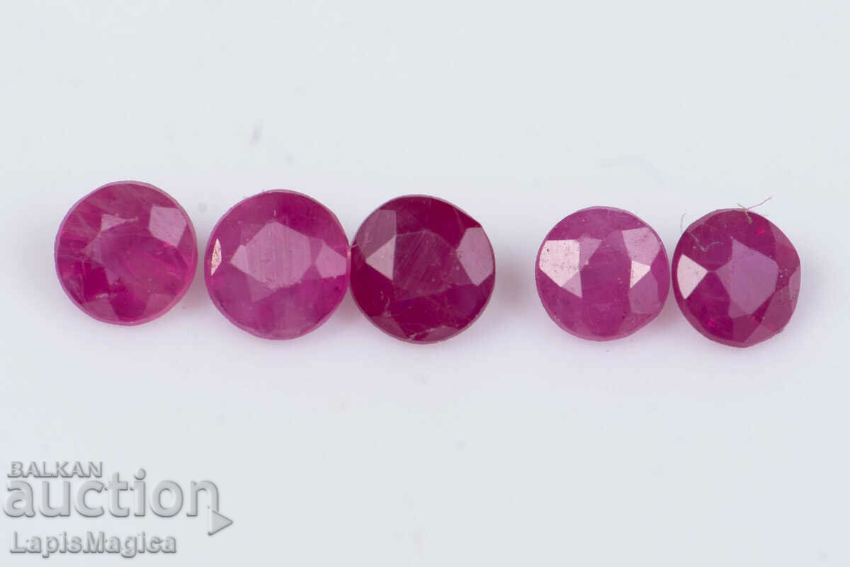 5 pcs ruby 0.31ct heated round cut #6