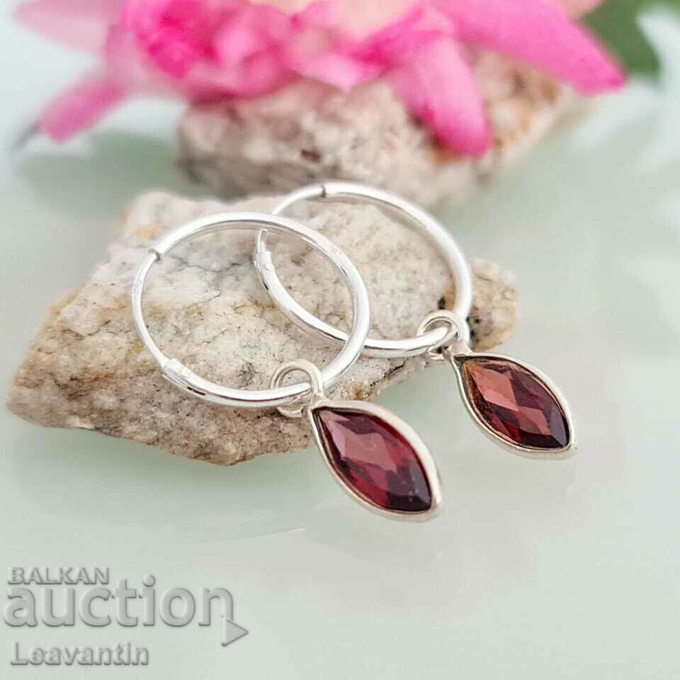 5231 Silver earrings rings with Garnet