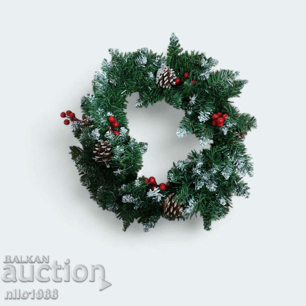 Christmas wreath with cones and red fruits - 40 cm