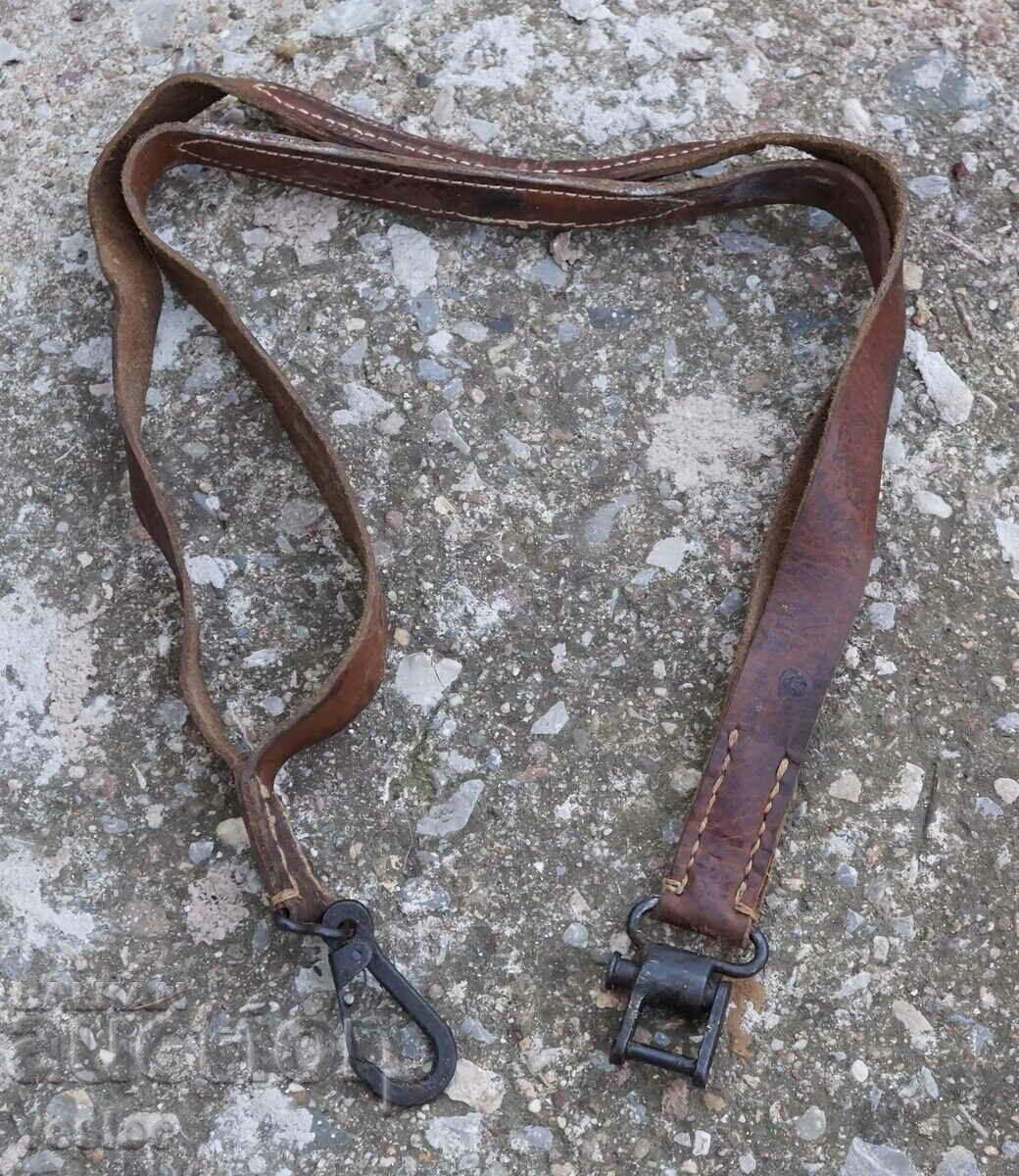 Old leather strap, strap for machine gun rifle