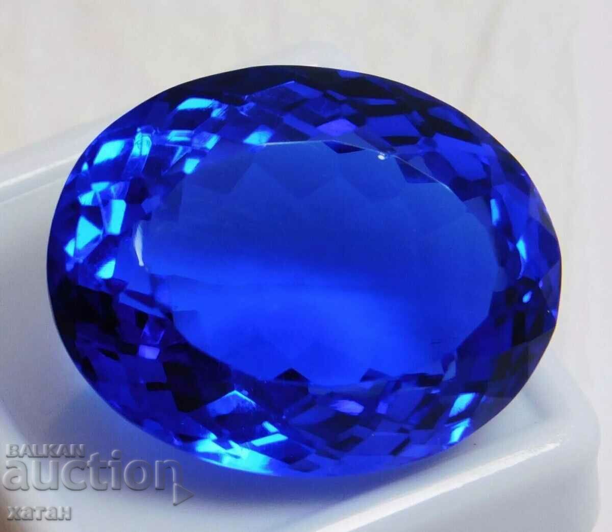 BZC! 84.95 ct natural tanzanite oval facet from 1 st.!