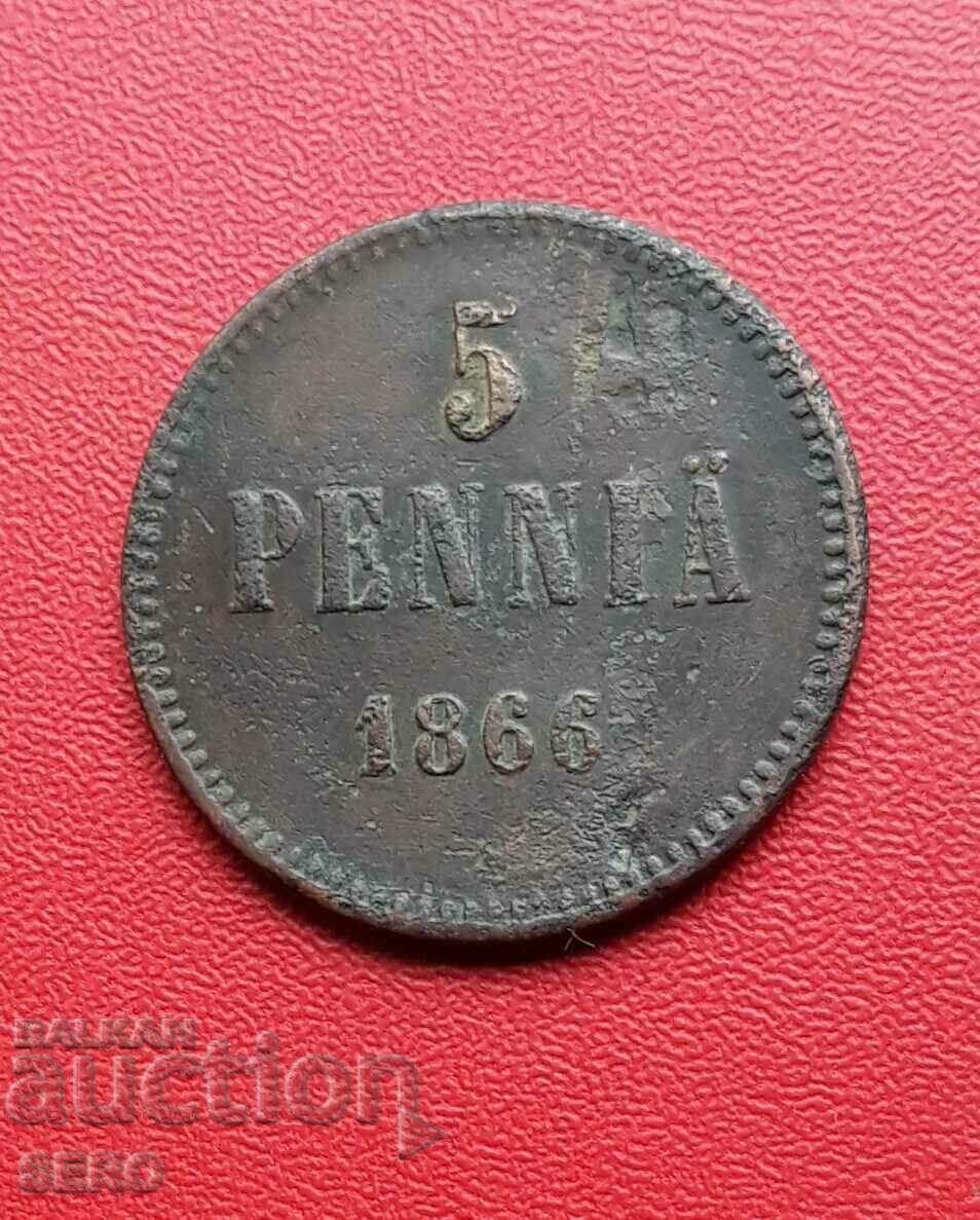 Rusia/pentru Finlanda/ 5 pence 1866