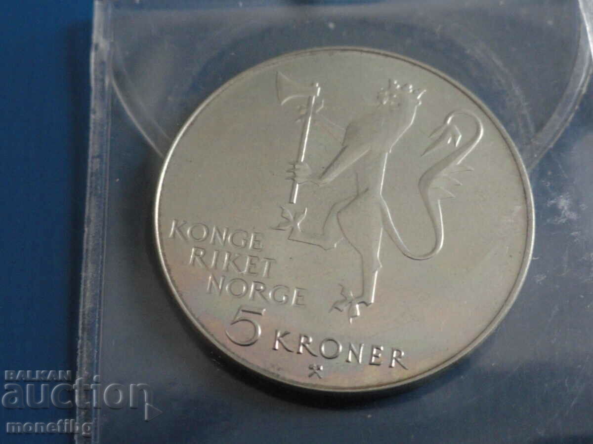 Auction  Norway 1975 - 5 crowns ''150 Emigration to America'' UNC