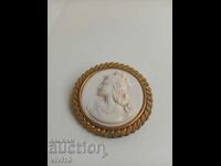 Huge brooch, Gilding, bone 1900