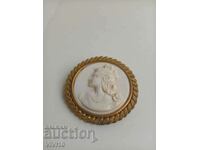 Huge brooch, Gilding, bone 1900