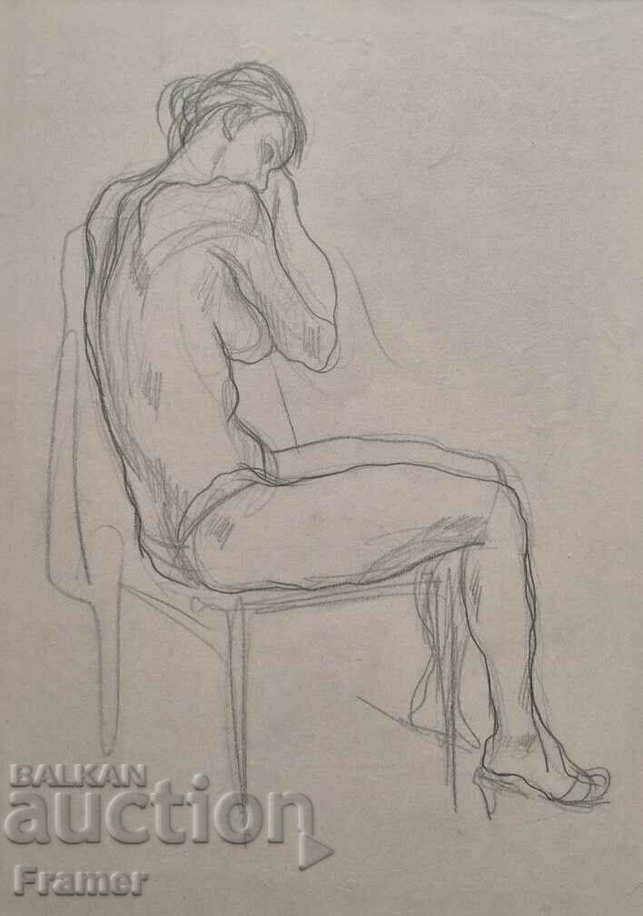 SVETLIN RUSEV 1933-2018 Dreaming Original drawing 1990s with price 2100.00 BGN | € 1073.71 SVETLIN RUSEV 1933-2018 Dreaming Original drawing 1990s with price 2100.00 BGN | € 1073.71