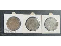 Lot of Bulgarian silver coins 100 BGN - 1930; 1934; 1937