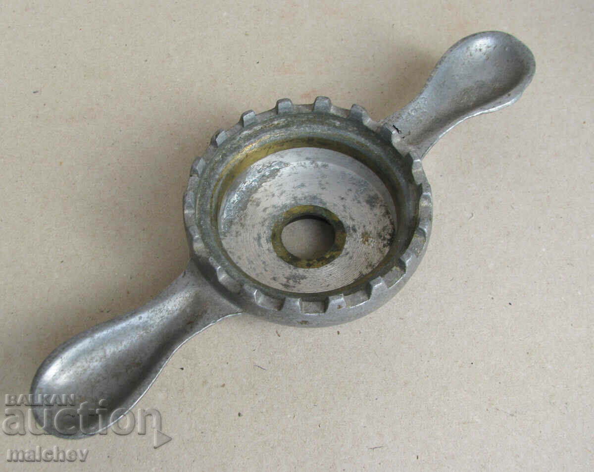 Old metal stopper for jars, bottles, aluminum, preserved