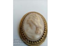 Antique English brooch, Gilt, bone