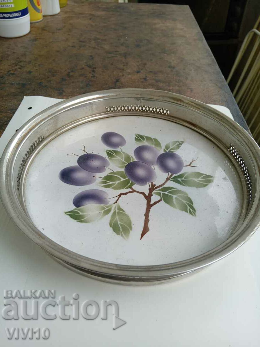 Old tray, casserole, Czech Republic, porcelain