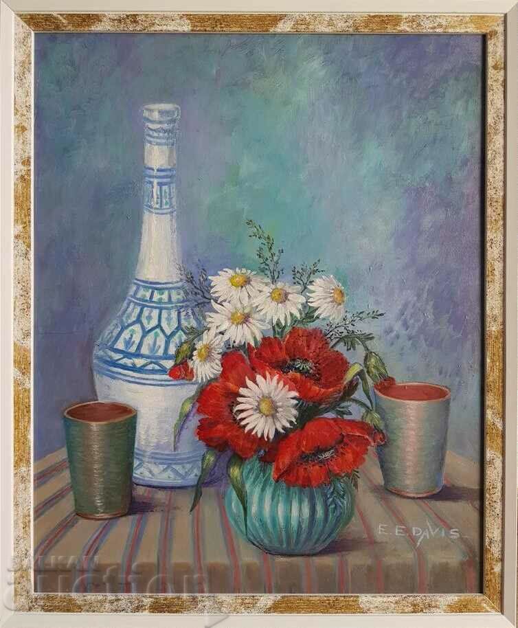 Beautiful painting Still life by E.E. Davis in oils