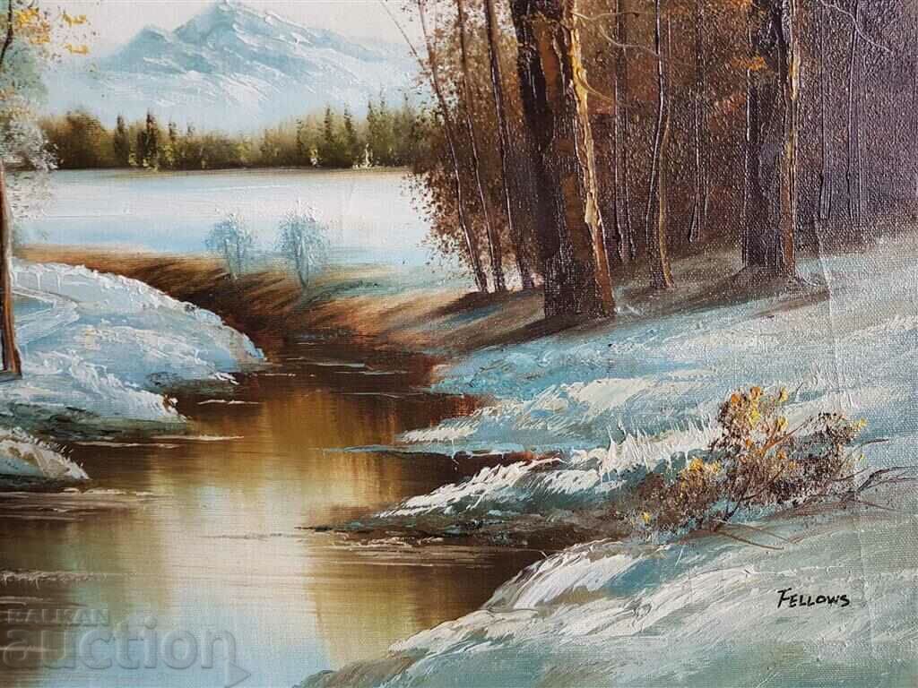 Delivery of A beautiful Winter Landscape painting by Fellows in oil paints Delivery of A beautiful Winter Landscape painting by Fellows in oil paints