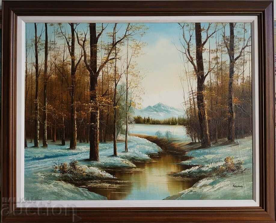 A beautiful Winter Landscape painting by Fellows in oil paints