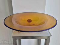 Beautiful handmade glass fruit bowl Bohemia