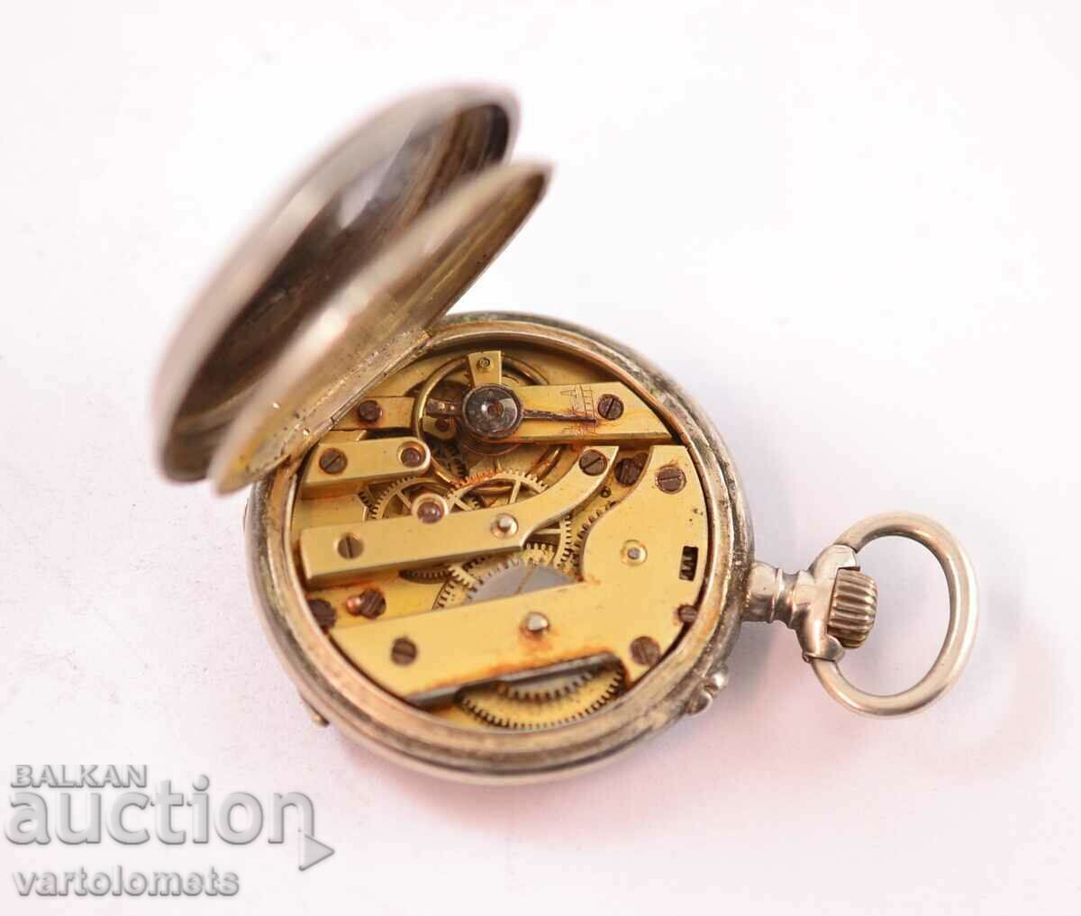 Ceas de buzunar argintiu antic - nu funcționează - 6
