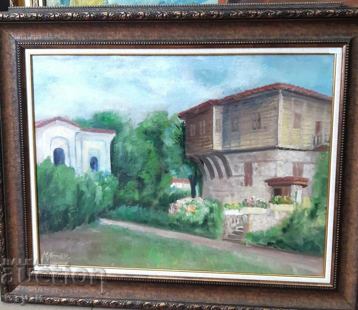 Painting by Maria Nedkova (1925-2012), oil, 50 x 67 cm Painting by Maria Nedkova (1925-2012), oil, 50 x 67 cm