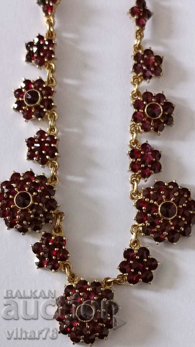 Auction Bohemian garnet silver plated necklace Auction Bohemian garnet silver plated necklace