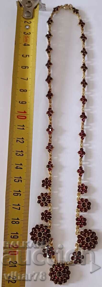 Colier placat cu argint cu granat boem - 5