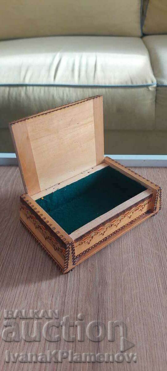 Auction  Pyrographed wooden box for collectors
