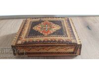 Pyrographed wooden box for collectors