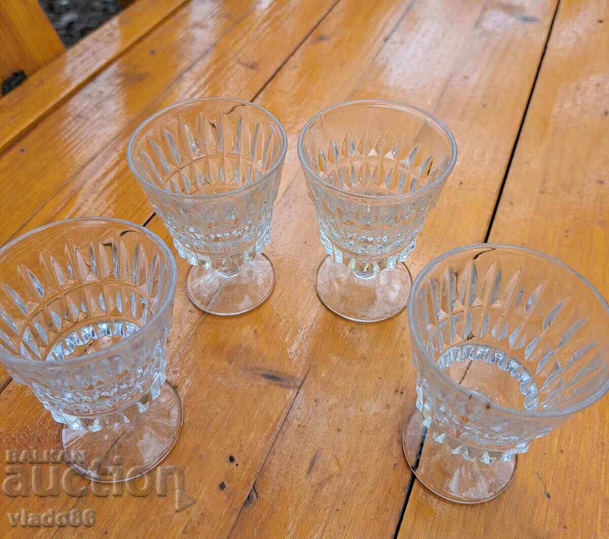 4 old glass soca glasses with price 20.00 BGN | € 10.23 4 old glass soca glasses with price 20.00 BGN | € 10.23