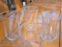 3 old glass cups