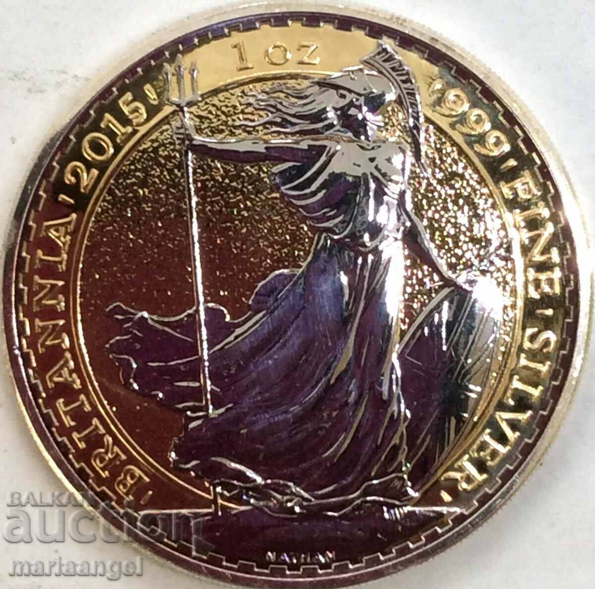 Marea Britanie 2 Pounds 2015 UNC PROOF 1Oz placat cu argint