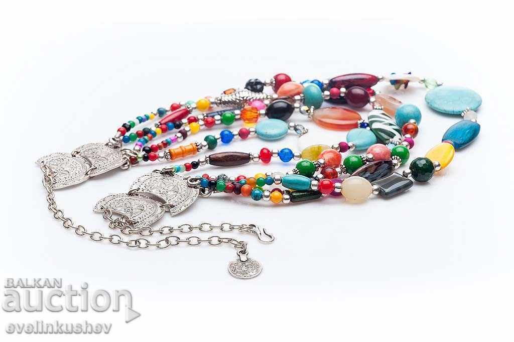 Κολιέ με ασημένια επίστρωση και φυσικές πέτρες КН0301001066 - 7 Κολιέ με ασημένια επίστρωση και φυσικές πέτρες КН0301001066 - 7