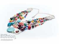 Necklace with silver coating and natural stones КН0301001066