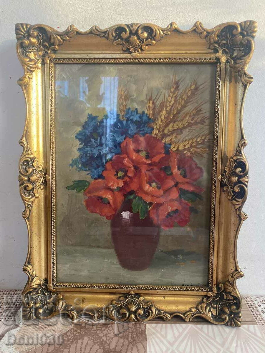 A beautiful original oil painting in a unique frame