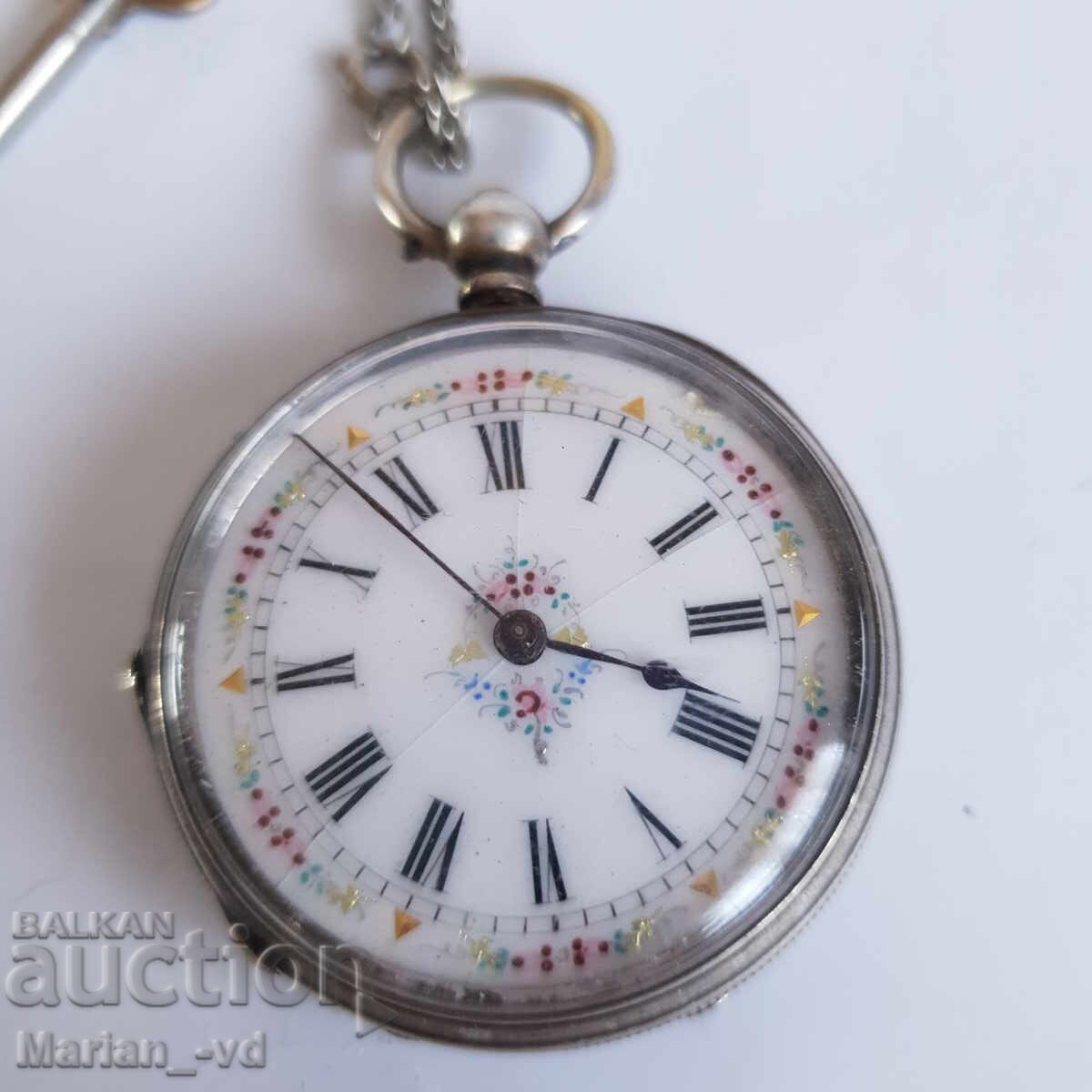 Delivery of Old silver pocket watch with key and case Delivery of Old silver pocket watch with key and case