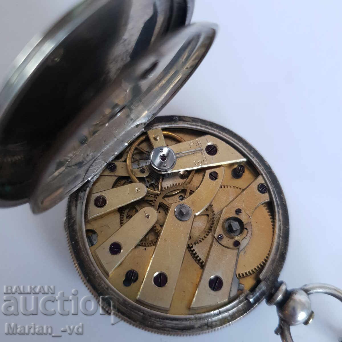 Old silver pocket watch with key and case - 6 Old silver pocket watch with key and case - 6