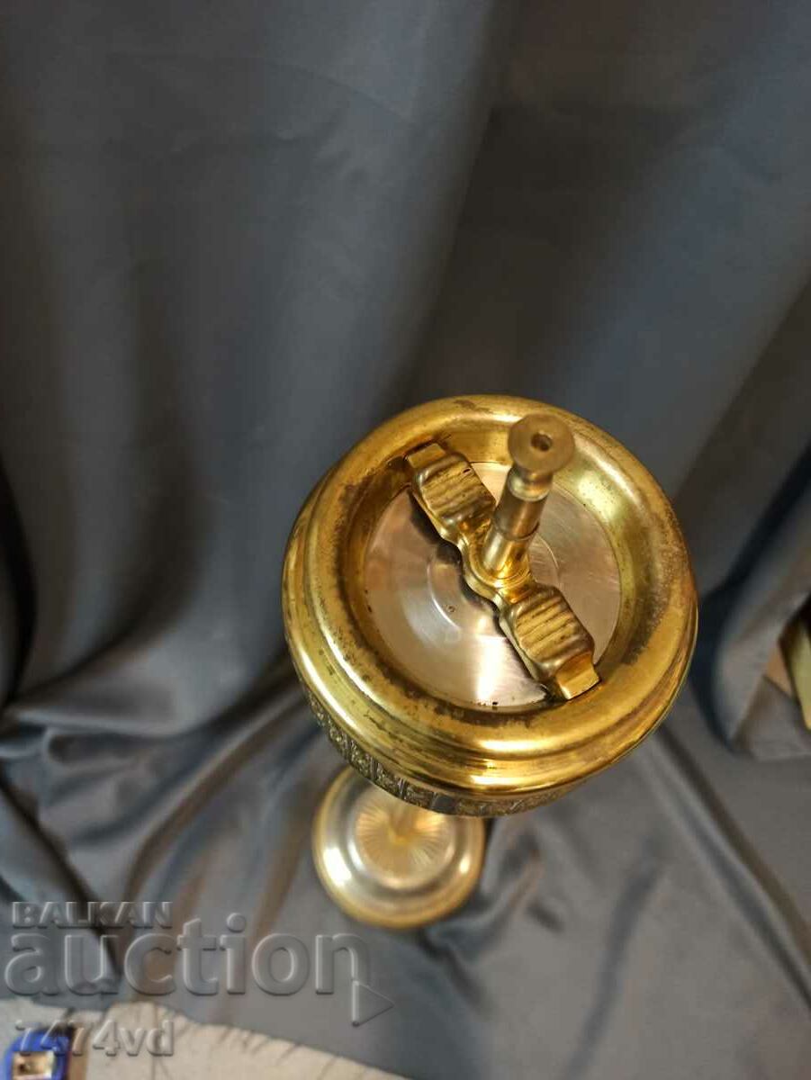 Tall German bronze ashtray (on a stand) with ornaments -67 cm - 5